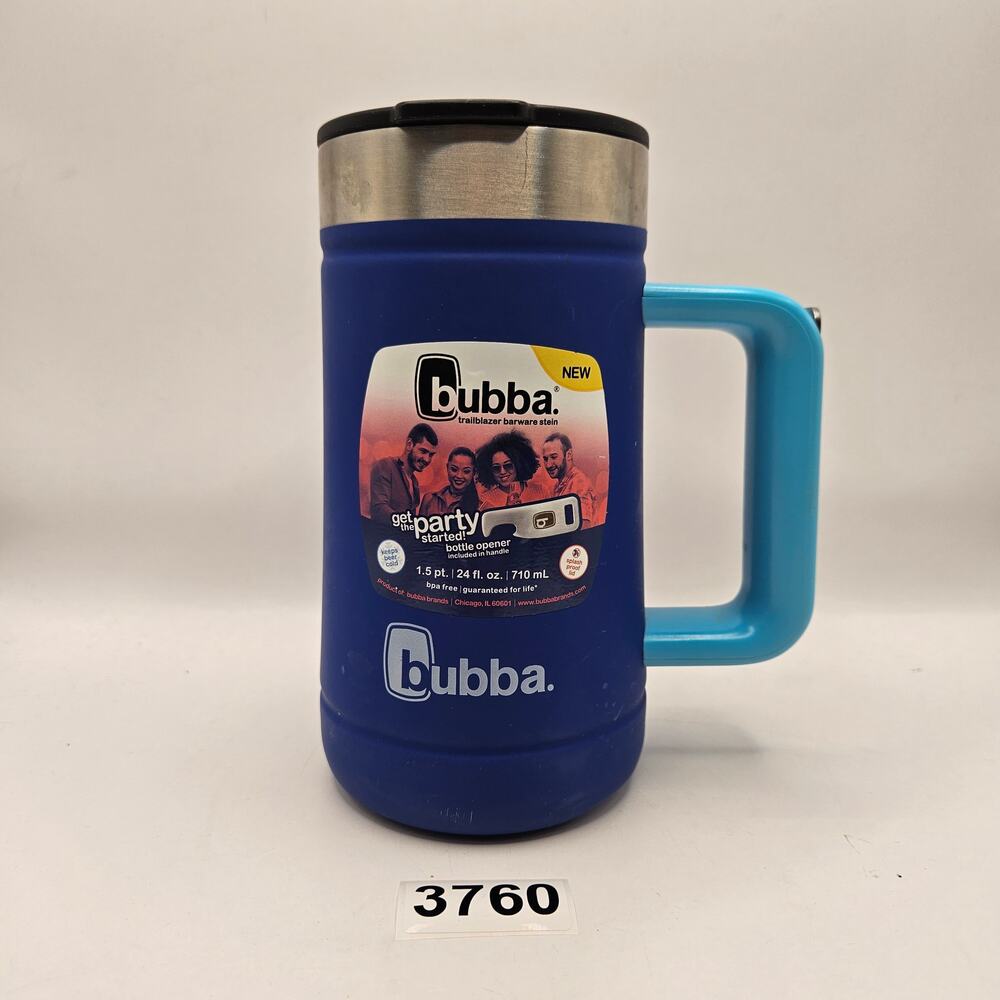BUBBA PARTY STEIN 24oz INSULATED STAINLESS BOTTLE OPENER NAVY BLUE